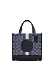 Coach Dempsey Tote 22 In Signature Jacquard With Stripe And Coach Patch