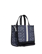 Coach Dempsey Tote 22 In Signature Jacquard With Stripe And Coach Patch