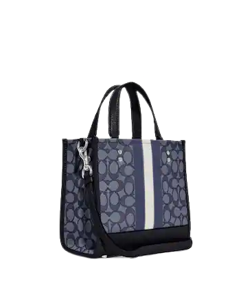 Coach Dempsey Tote 22 In Signature Jacquard With Stripe And Coach Patch