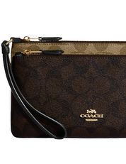 Coach Double Zip Wallet In Blocked Signature Canvas