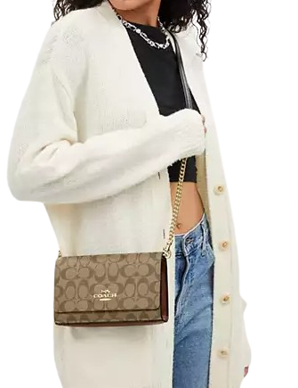 Coach Flap Clutch Crossbody In Signature Canvas