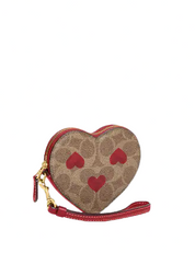 Coach Heart Wristlet In Signature Canvas With Heart Print