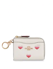 Coach L Zip Card Case With Stripe Heart Print