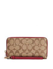 Coach Long Zip Around Wallet In Signature Canvas