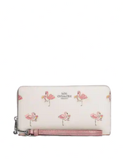 Coach Long Zip Around Wallet With Flamingo Print