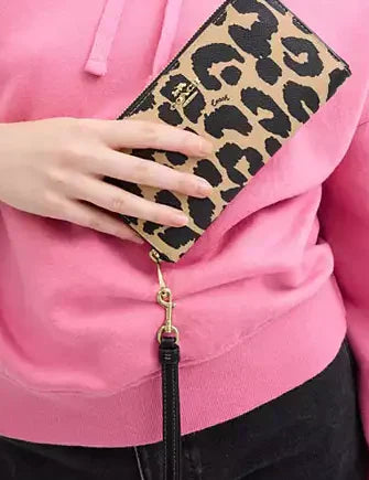 Coach Long Zip Around Wallet With Leopard Print