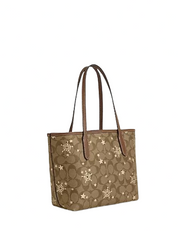 Coach Mini City Tote In Signature Canvas With Star And Snowflake Print