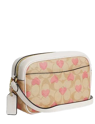 Coach Mini Jamie Camera Bag In Signature Canvas With Heart Print