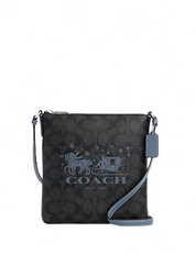 Coach Mini Rowan File Bag In Signature Canvas With Horse And Sleigh