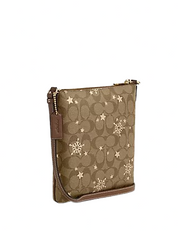 Coach Mini Rowan File Bag In Signature Canvas With Star And Snowflake Print