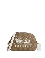 Coach Mini Serena Satchel In Signature Canvas With Horse And Sleigh