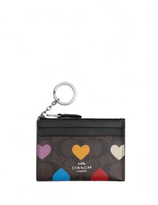 Coach Mini Skinny Id Case In Signature Canvas With Heart Print