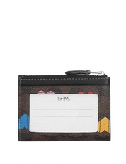 Coach Mini Skinny Id Case In Signature Canvas With Heart Print