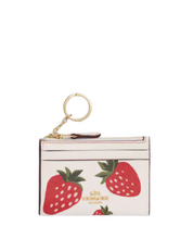 Coach Mini Skinny Id Case With Wild Strawberry Print