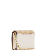 Coach Mini Wallet On A Chain In Signature Canvas With Floral Applique