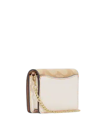 Coach Mini Wallet On A Chain In Signature Canvas With Floral Applique