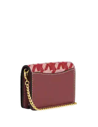 Coach Mini Wallet On A Chain With Houndstooth Print