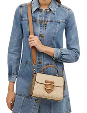 Coach Morgan Top Handle In Blocked Signature Canvas