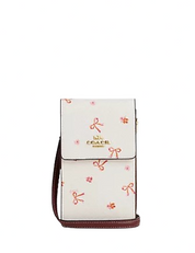 Coach North South Phone Crossbody With Bow Print