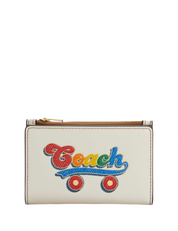 Coach Slim Bifold Card Wallet With Rainbow Roller Skate Graphic