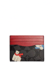 Coach Slim Id Card Case In Signature Canvas With Polar Bear Print