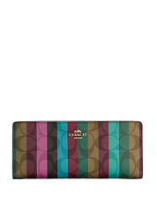 Coach Slim Wallet In Signature Canvas With Stripe Print