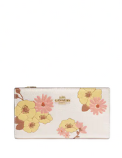 Coach Slim Zip Wallet With Floral Cluster Print