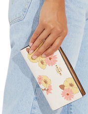 Coach Slim Zip Wallet With Floral Cluster Print