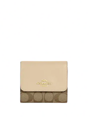 Coach Small Trifold Wallet In Blocked Signature Canvas