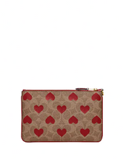 Coach Small Wristlet In Signature Canvas With Heart Print