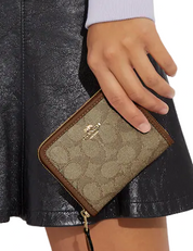 Coach Small Zip Around Wallet In Signature Jacquard