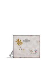 Coach Snap Wallet In Signature Canvas With Hula Print