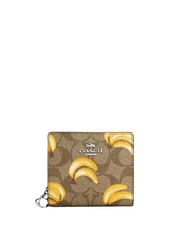 Coach Snap Wallet In Signature Canvas With Banana Print