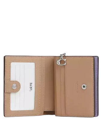 Coach Snap Wallet In Signature Canvas With Blueberry Print