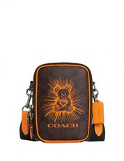 Coach Stanton Crossbody In Signature Canvas With Bear