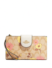 Coach Tech Wallet In Signature Canvas With Floral Cluster Print