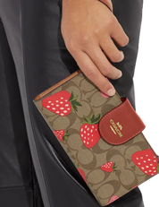 Coach Tech Wallet In Signature Canvas With Wild Strawberry Print