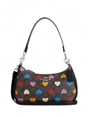 Coach Teri Shoulder Bag In Signature Canvas With Heart Print