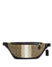 Coach Warren Belt Bag In Blocked Signature Canvas With Varsity Stripe