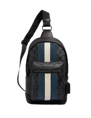 Coach West Pack In Signature Canvas With Varsity Stripe