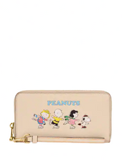 Coach Coach X Peanuts Long Zip Around Wallet With Snoopy And Friends Motif