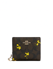 Coach Coach X Peanuts Snap Wallet In Signature Canvas With Woodstock Print