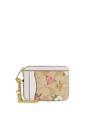 Coach Zip Card Case In Signature Canvas With Floral Print