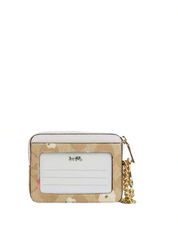 Coach Zip Card Case In Signature Canvas With Floral Print