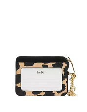 Coach Zip Card Case With Leopard Print