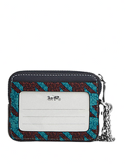 Coach Zip Card Case With Houndstooth Print