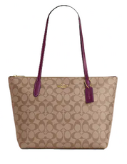 Coach Zip Top Tote In Signature Canvas