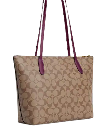 Coach Zip Top Tote In Signature Canvas