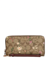 Coach Long Zip Around Wallet In Signature Canvas With Wildflower Print