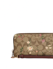 Coach Long Zip Around Wallet In Signature Canvas With Wildflower Print